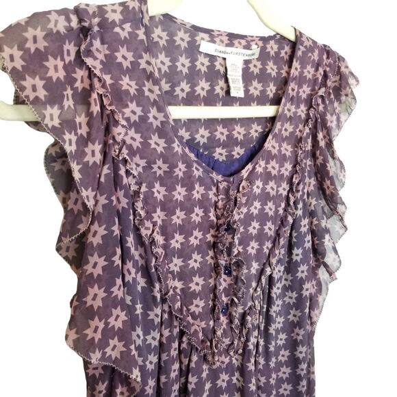 DVF Diane Von Furstenberg Celestial Star Silk Blouse Whimsigoth Cottage Fairy 4 - Picture 4 of 6
